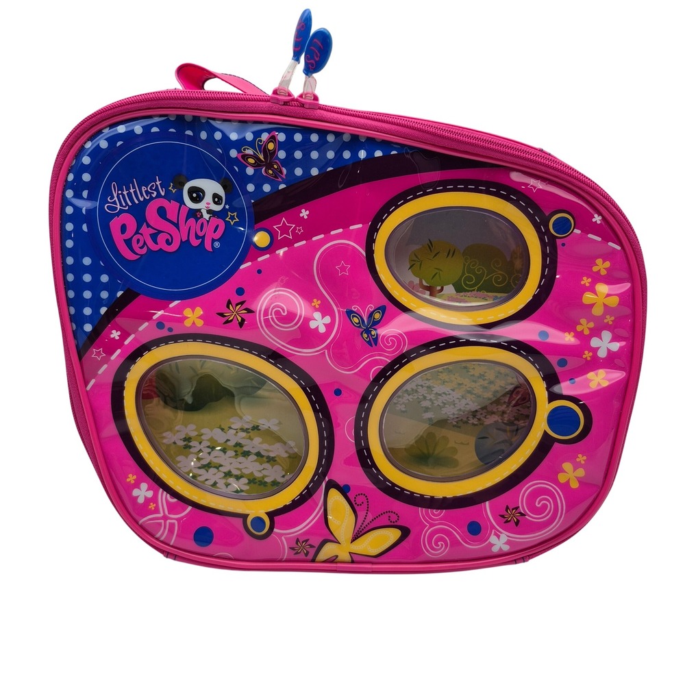 Littlest Pet Shop Bag Carrying Case Butterflies Panda Pink Blue LPS Empty